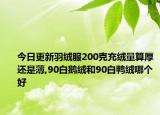 今日更新羽绒服200克充绒量算厚还是薄,90白鹅绒和90白鸭绒哪个好