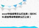 excel中加减号怎么打出来（在EXCEL里加号减号要肿么打上去）