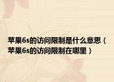 苹果6s的访问限制是什么意思（苹果6s的访问限制在哪里）