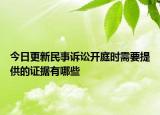 今日更新民事诉讼开庭时需要提供的证据有哪些