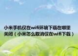 小米手机仅在wifi环境下载在哪里关闭（小米怎么取消仅在wifi下载）
