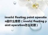 invalid floating point operation是什么意思（invalid floating point operation怎么处理）