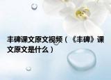 丰碑课文原文视频（《丰碑》课文原文是什么）