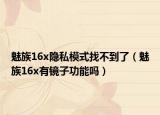 魅族16x隐私模式找不到了（魅族16x有镜子功能吗）
