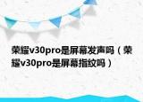 荣耀v30pro是屏幕发声吗（荣耀v30pro是屏幕指纹吗）