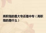 高职指的是大专还是中专（高职指的是什么）