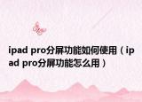 ipad pro分屏功能如何使用（ipad pro分屏功能怎么用）