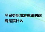 今日更新精准施策的前提是指什么