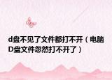d盘不见了文件都打不开（电脑D盘文件忽然打不开了）