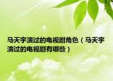 马天宇演过的电视剧角色（马天宇演过的电视剧有哪些）