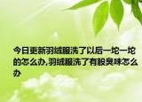 今日更新羽绒服洗了以后一坨一坨的怎么办,羽绒服洗了有股臭味怎么办