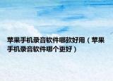 苹果手机录音软件哪款好用（苹果手机录音软件哪个更好）