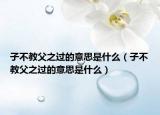 子不教父之过的意思是什么（子不教父之过的意思是什么）
