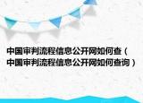 中国审判流程信息公开网如何查（中国审判流程信息公开网如何查询）