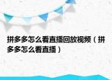 拼多多怎么看直播回放视频（拼多多怎么看直播）