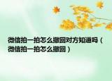 微信拍一拍怎么撤回对方知道吗（微信拍一拍怎么撤回）