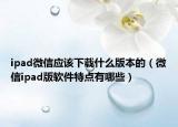 ipad微信应该下载什么版本的（微信ipad版软件特点有哪些）