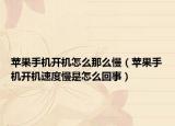 苹果手机开机怎么那么慢（苹果手机开机速度慢是怎么回事）