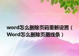 word怎么删除页码重新设置（Word怎么删除页眉线条）