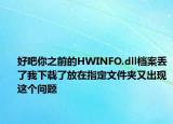 好吧你之前的HWINFO.dll档案丢了我下载了放在指定文件夹又出现这个问题