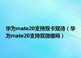 华为mate20支持双卡双待（华为mate20支持双微信吗）
