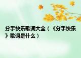 分手快乐歌词大全（《分手快乐》歌词是什么）