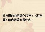 红与黑的内容简介50字（《红与黑》的内容简介是什么）