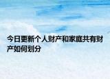 今日更新个人财产和家庭共有财产如何划分