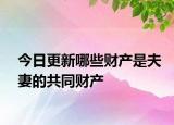今日更新哪些财产是夫妻的共同财产