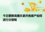 今日更新离婚夫妻共有房产如何进行分割呢