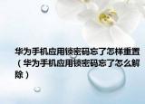 华为手机应用锁密码忘了怎样重置（华为手机应用锁密码忘了怎么解除）