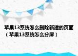 苹果13系统怎么删除新建的页面（苹果13系统怎么分屏）