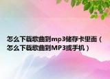 怎么下载歌曲到mp3储存卡里面（怎么下载歌曲到MP3或手机）
