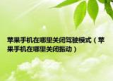 苹果手机在哪里关闭驾驶模式（苹果手机在哪里关闭振动）