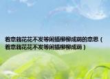 着意栽花花不发等闲插柳柳成荫的意思（着意栽花花不发等闲插柳柳成荫）