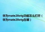华为mate20otg功能怎么打开（华为mate20otg在哪）