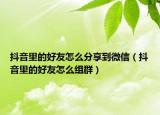抖音里的好友怎么分享到微信（抖音里的好友怎么组群）
