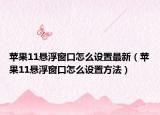 苹果11悬浮窗口怎么设置最新（苹果11悬浮窗口怎么设置方法）
