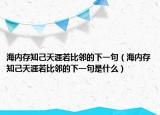 海内存知己天涯若比邻的下一句（海内存知己天涯若比邻的下一句是什么）