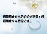 想看阻止来电后的短信苹果（想看阻止来电后的短信）