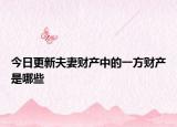 今日更新夫妻财产中的一方财产是哪些