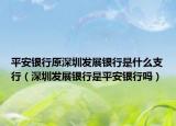 平安银行原深圳发展银行是什么支行（深圳发展银行是平安银行吗）
