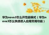 华为nova3怎么开性能模式（华为nova3怎么快速进入应用常用功能）