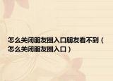 怎么关闭朋友圈入口朋友看不到（怎么关闭朋友圈入口）