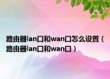 路由器lan口和wan口怎么设置（路由器lan口和wan口）