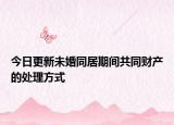今日更新未婚同居期间共同财产的处理方式