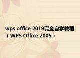 wps office 2019完全自学教程（WPS Office 2005）