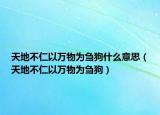 天地不仁以万物为刍狗什么意思（天地不仁以万物为刍狗）
