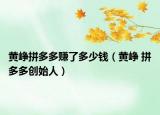 黄峥拼多多赚了多少钱（黄峥 拼多多创始人）