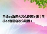 手机qq群匿名怎么设置关闭（手机qq群匿名怎么设置）